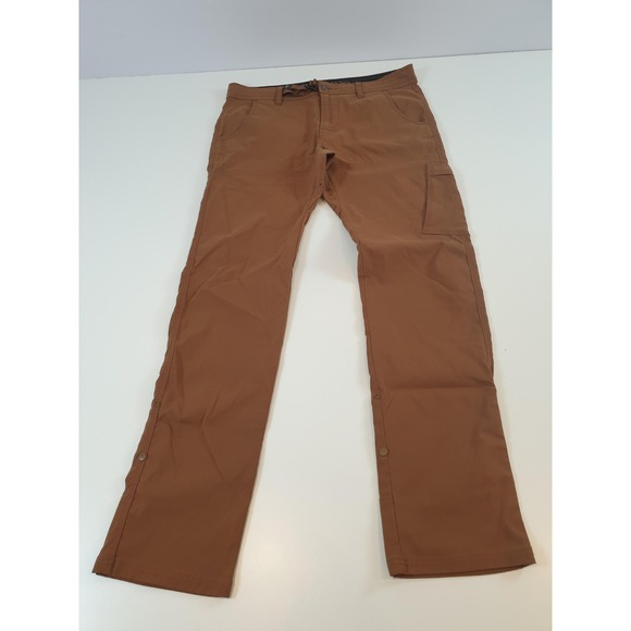 PRANA Mens Hiking Pant Sz 34x34 Brown Zion Slim Fit Stretch Outdoor Work Nylon - Picture 1 of 15